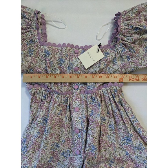 Mable S Small Angelina Lace Floral Lavender Dress Puff Sleeve Babydoll New - Picture 4 of 8